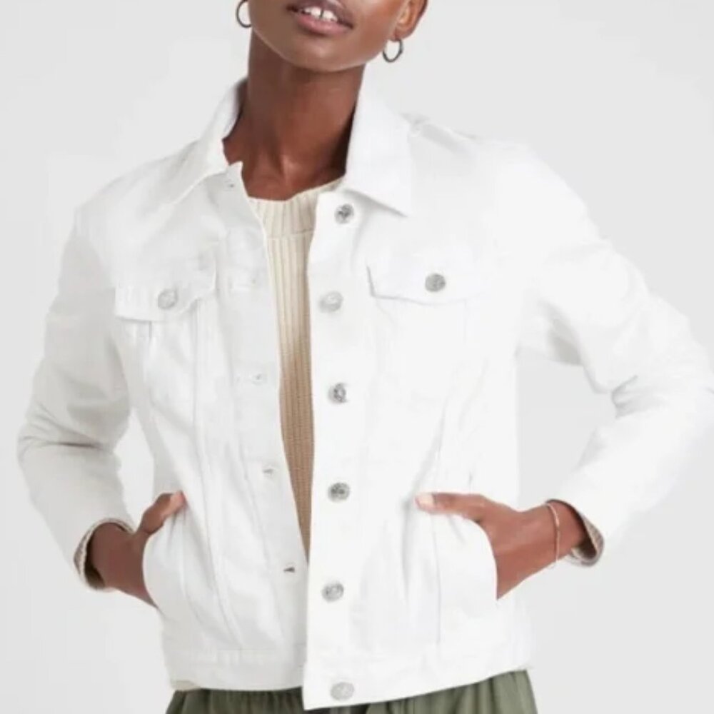 BANANA REPUBLIC White Denim Jacket MP - Picture 2 of 12